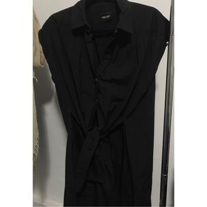 Rachel Comey Black Button Up Tie Up hi/lo shirt